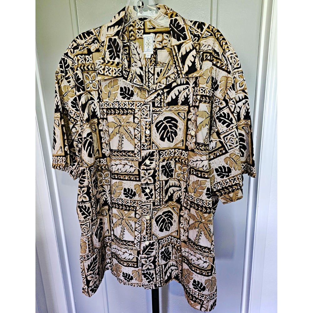 Vintage Burma Bibas XL Hawaiian Aloha Tropical Tribal Print Shirt